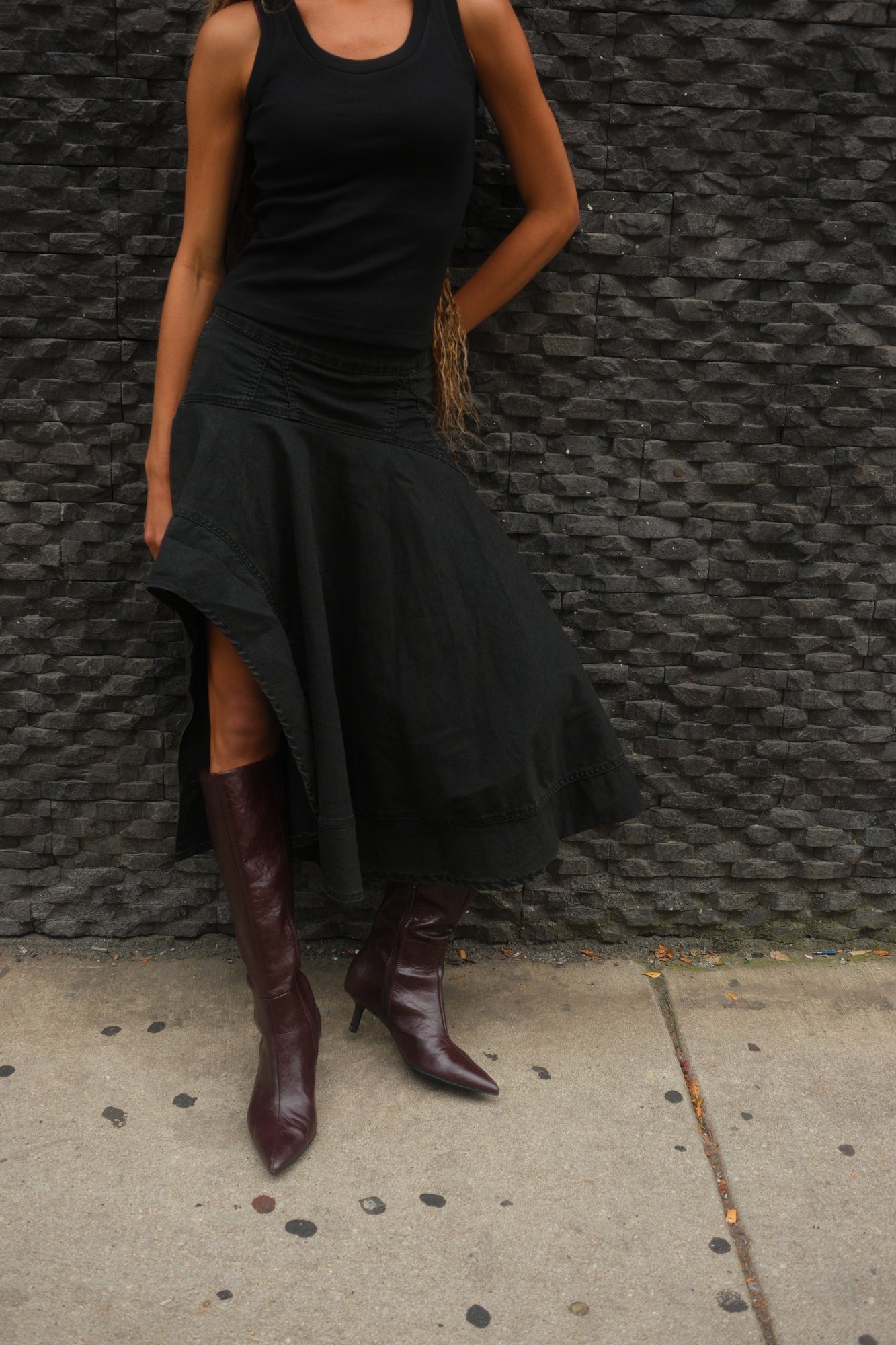 Black asymmetrical skirt