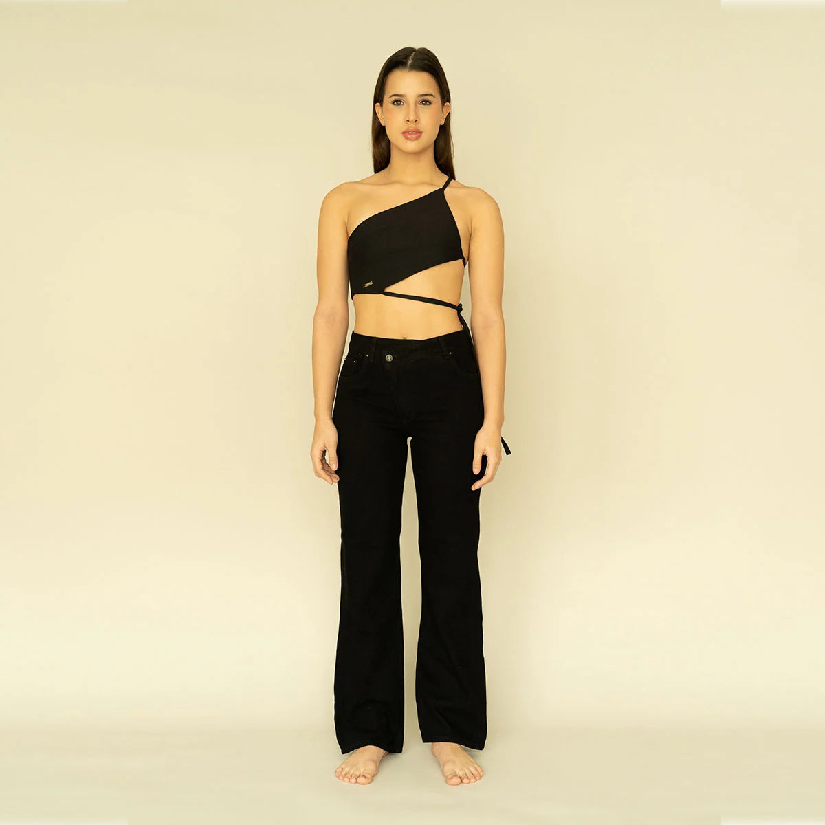 Black Criss-Cross Jeans