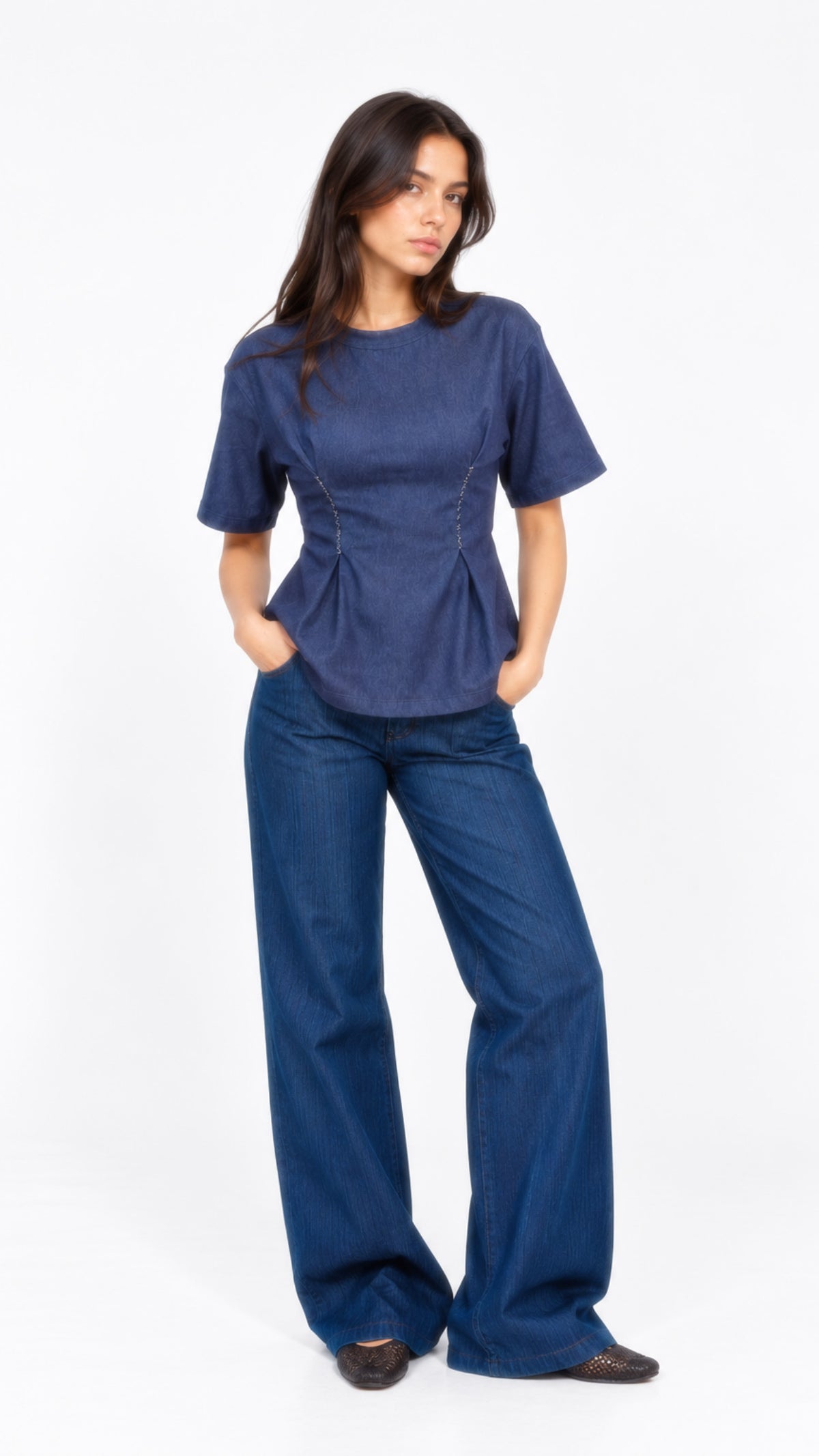 Ballerina Denim Blouse (Blue)