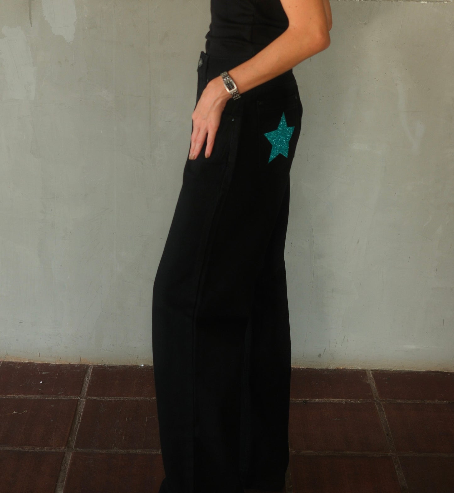 Double Star Black Jeans (Soft Blue)