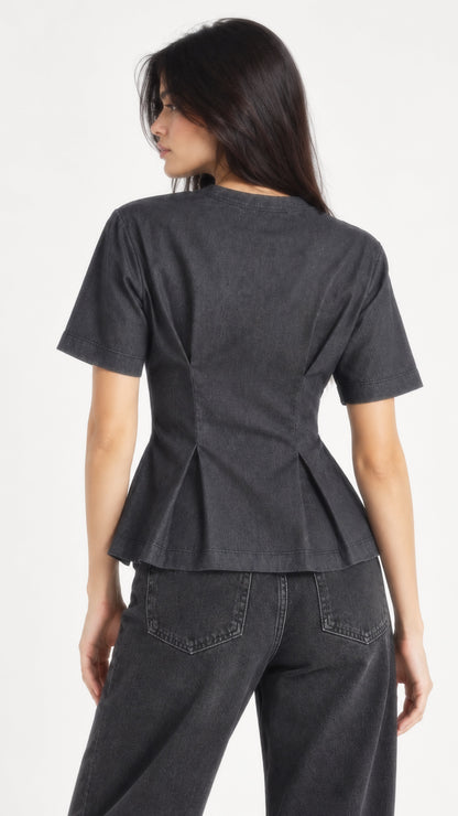 Ballerina Denim Blouse (Gray)