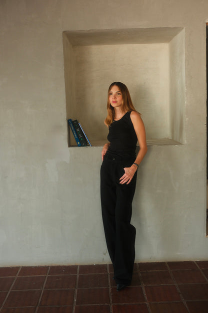 Double Star Black Jeans (Hot Pink)