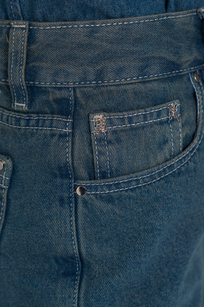 Blue Side Buttons Jeans