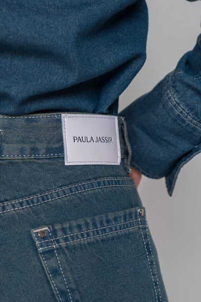 Blue Side Buttons Jeans