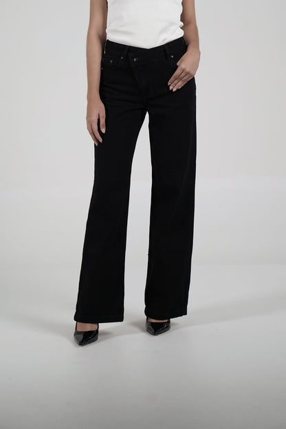 Black Criss-Cross Jeans
