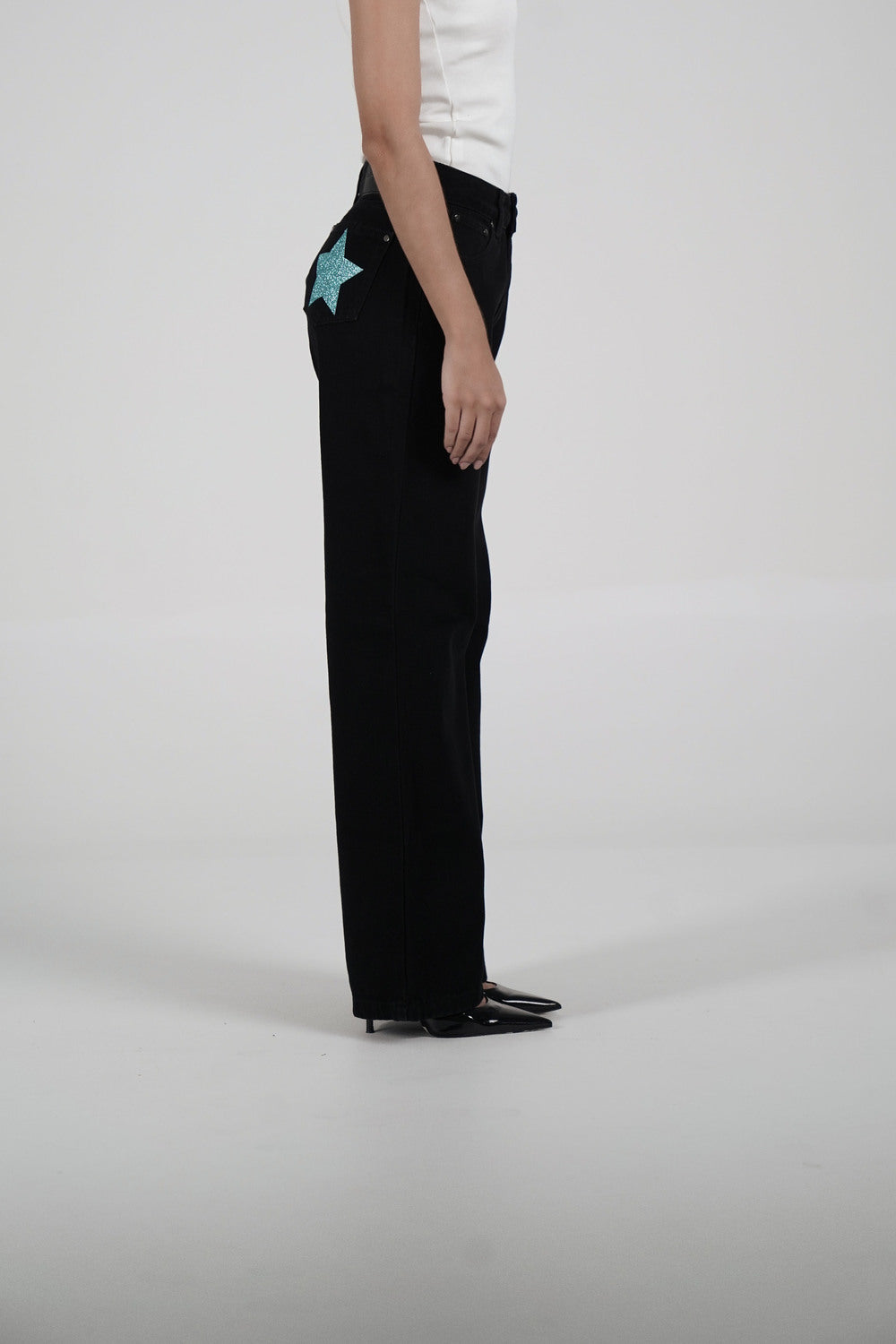 Double Star Black Jeans (Soft Blue)