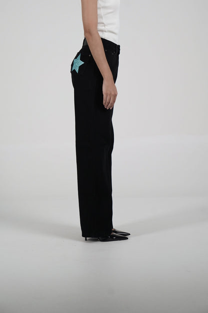 Double Star Black Jeans (Soft Blue)