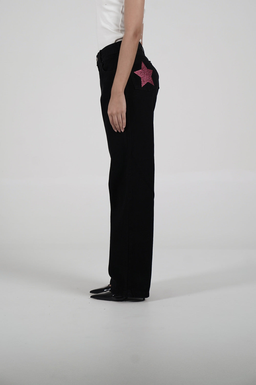 Double Star Black Jeans (Hot Pink)