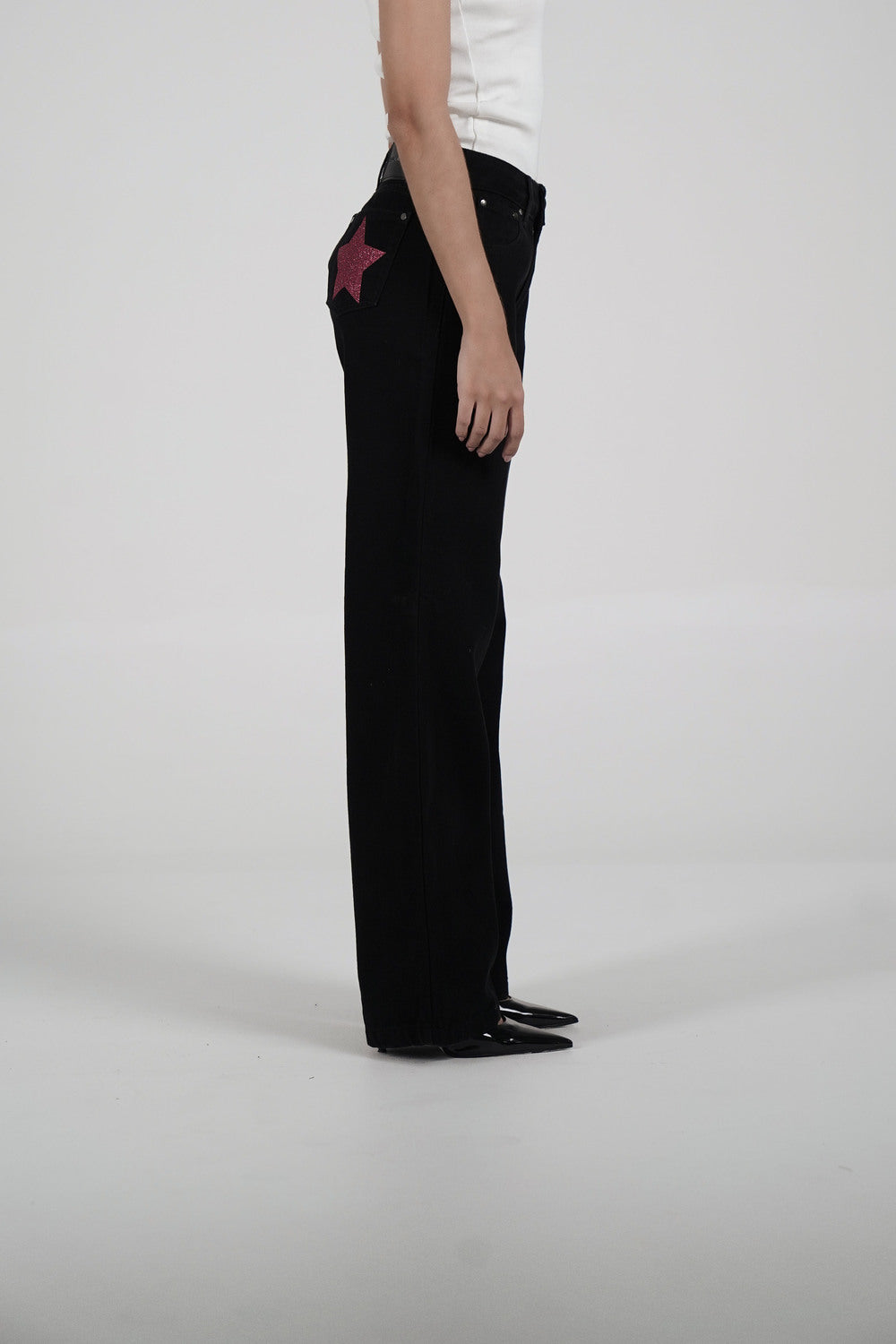 Double Star Black Jeans (Hot Pink)