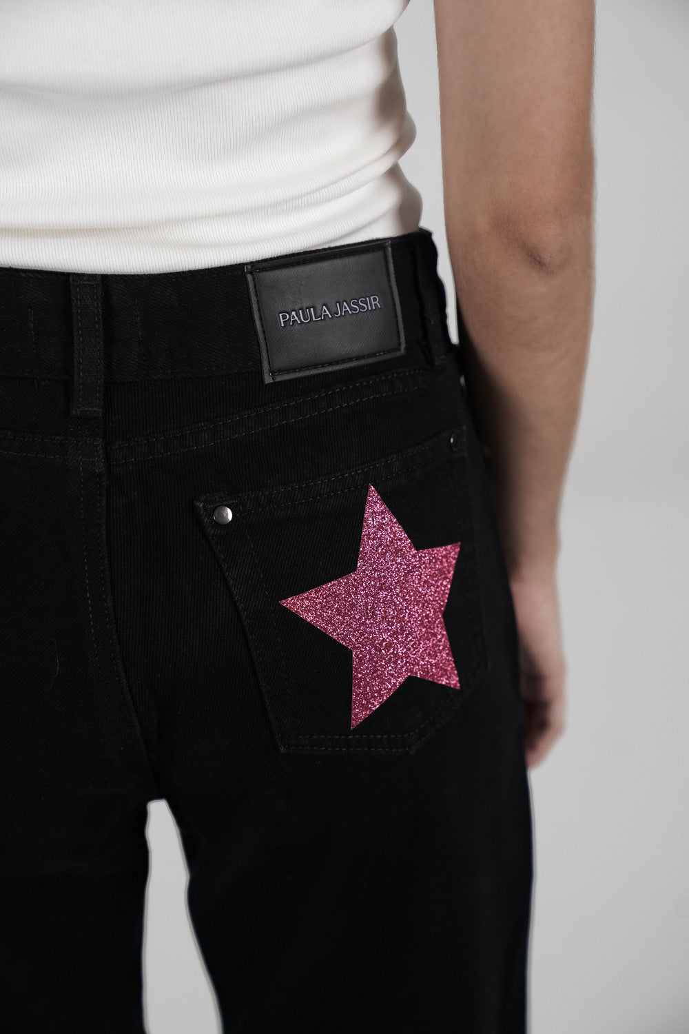 Double Star Black Jeans (Hot Pink)