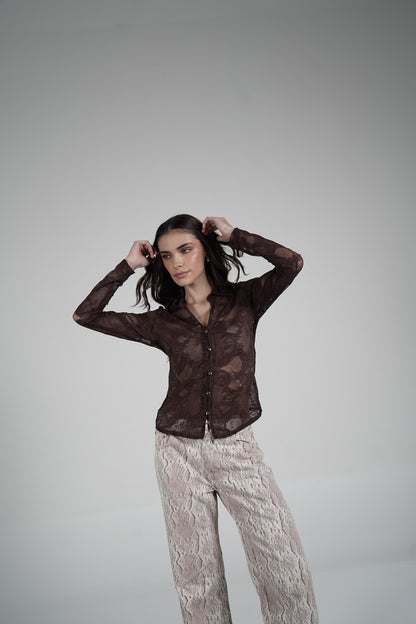 Lace Blouse (Marrón)