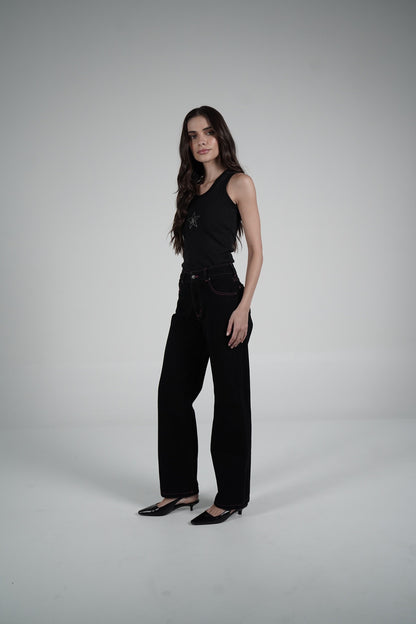 Fucsia Double Star Jeans