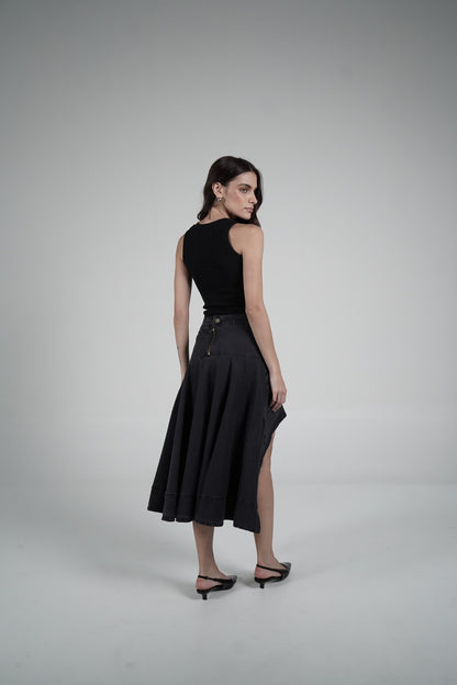 Black asymmetrical skirt