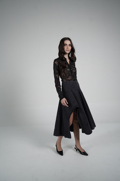 Black asymmetrical skirt