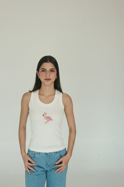 Flamenco tank Top (White)