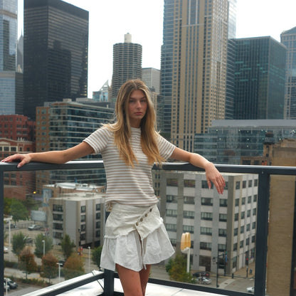 Striped Gem Tee (Beige)