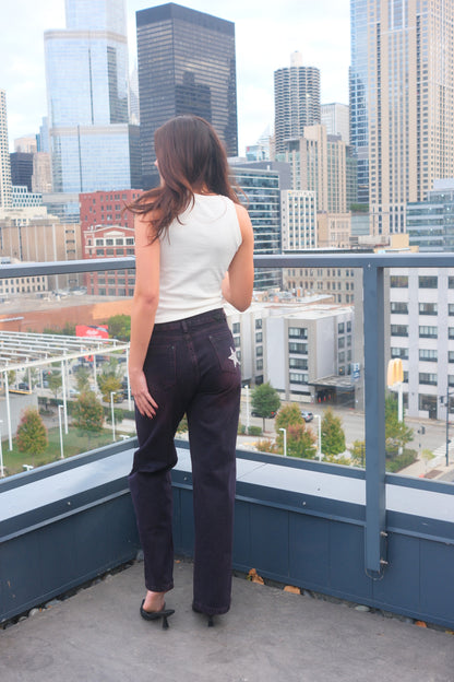 Burgundy Star Jeans