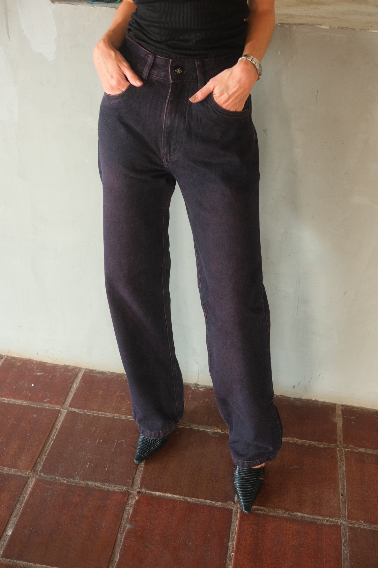 Double Star Burgundy Jeans