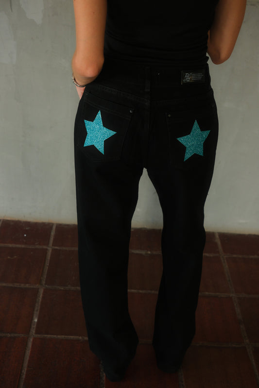 Double Star Black Jeans (Soft Blue)