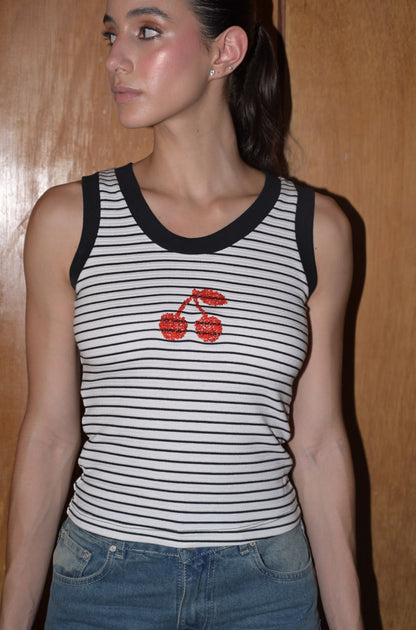 Cherry Striped Tank Top