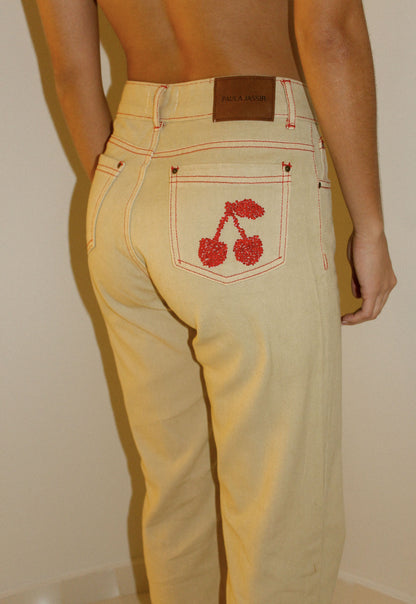 Beige Cherry Jeans