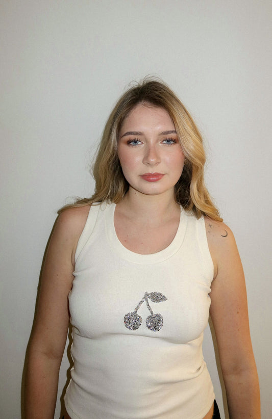 Silver Cherry Tank Top