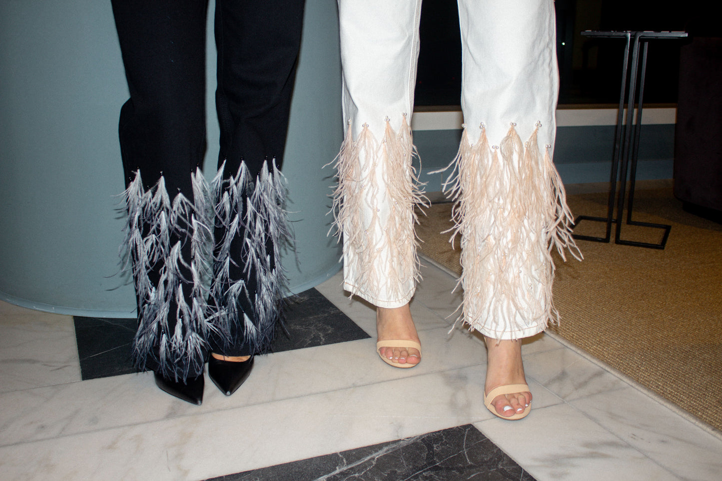 Off White Feathers Jeans