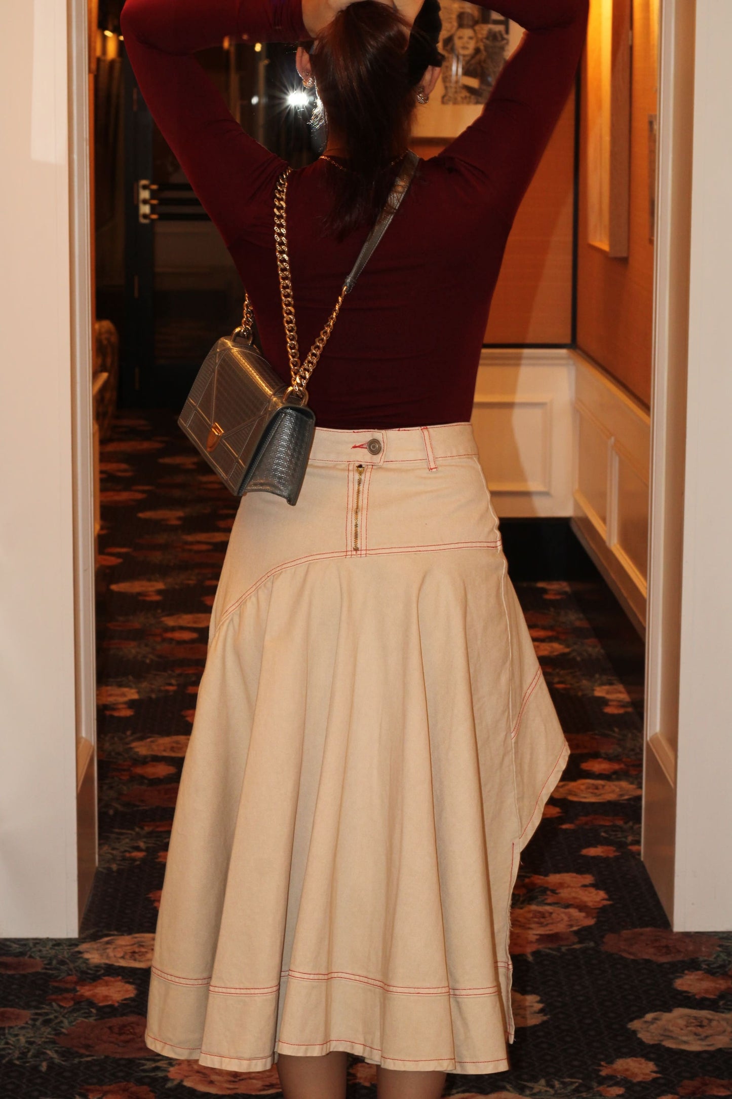 Beige Asymmetrical skirt