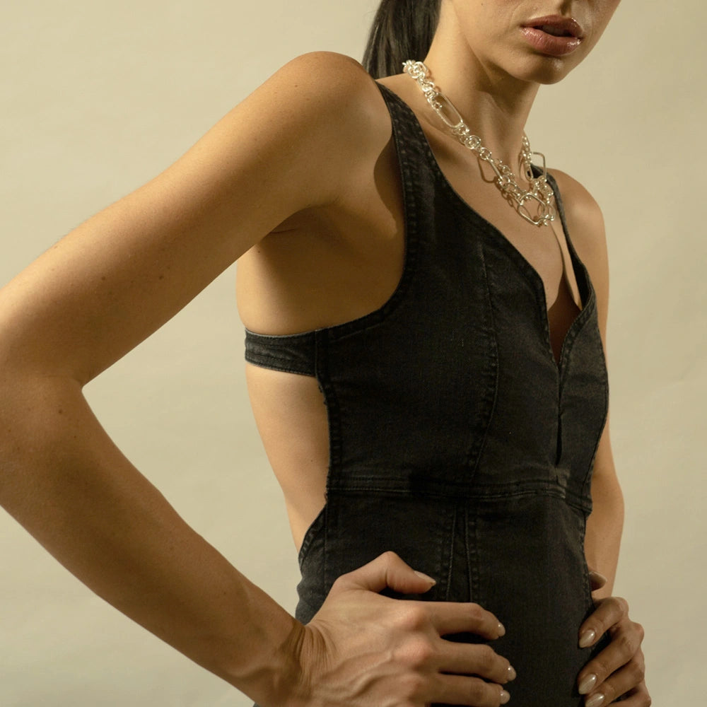 Asymmetrical Denim Dress