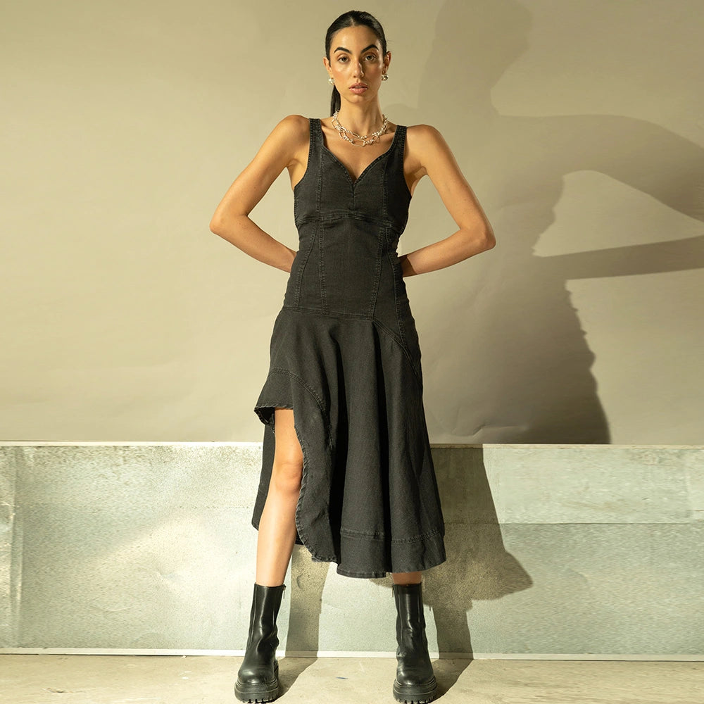 Asymmetrical Denim Dress