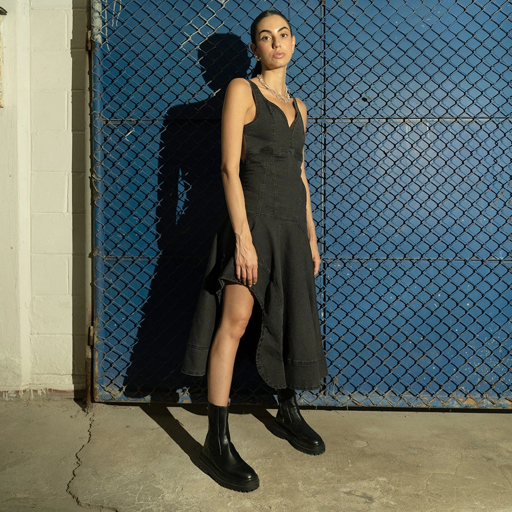 Asymmetrical Denim Dress